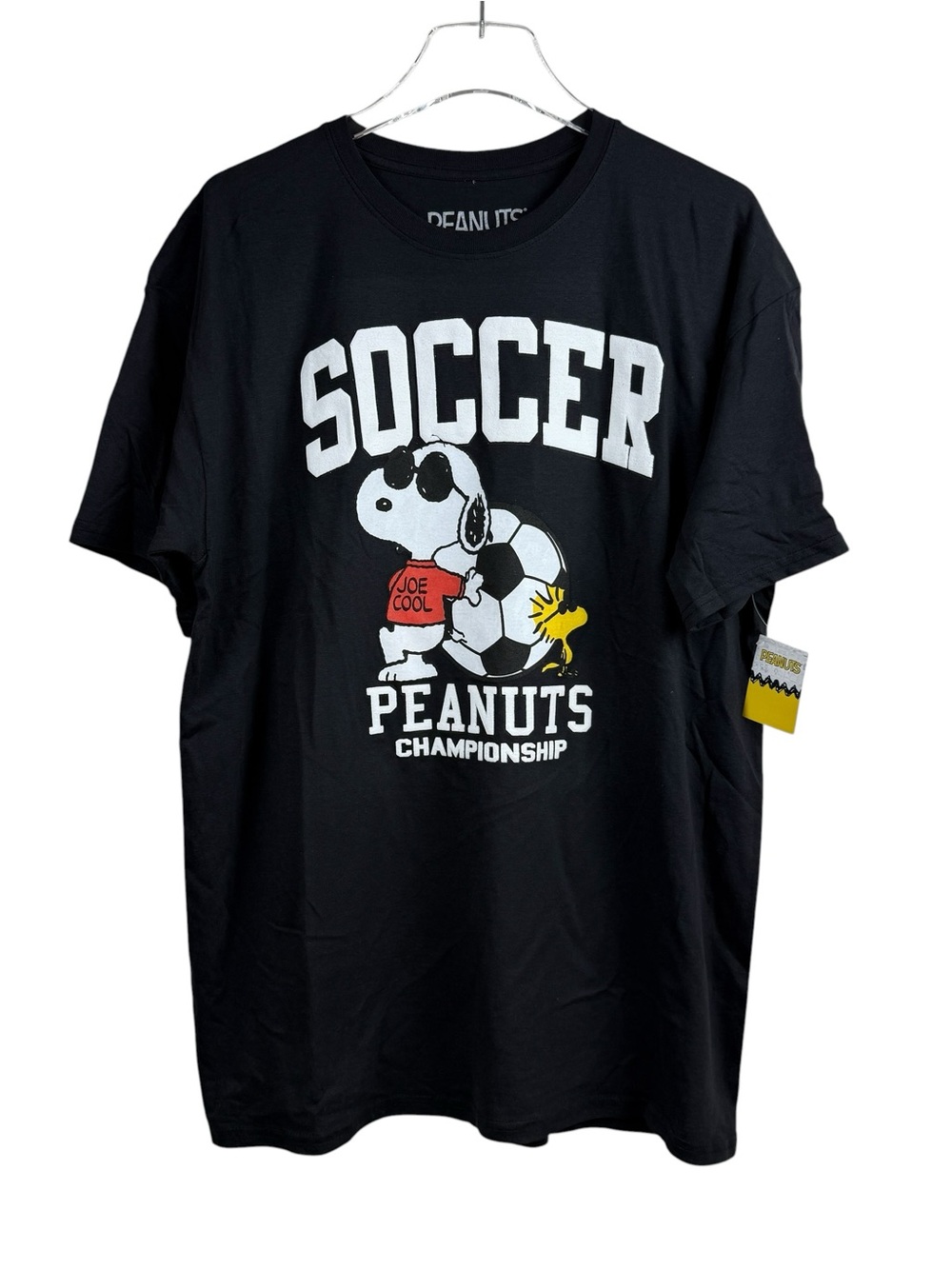 Peanuts Snoopy Soccer Championship Black T-Shirt Women's Size L NWT